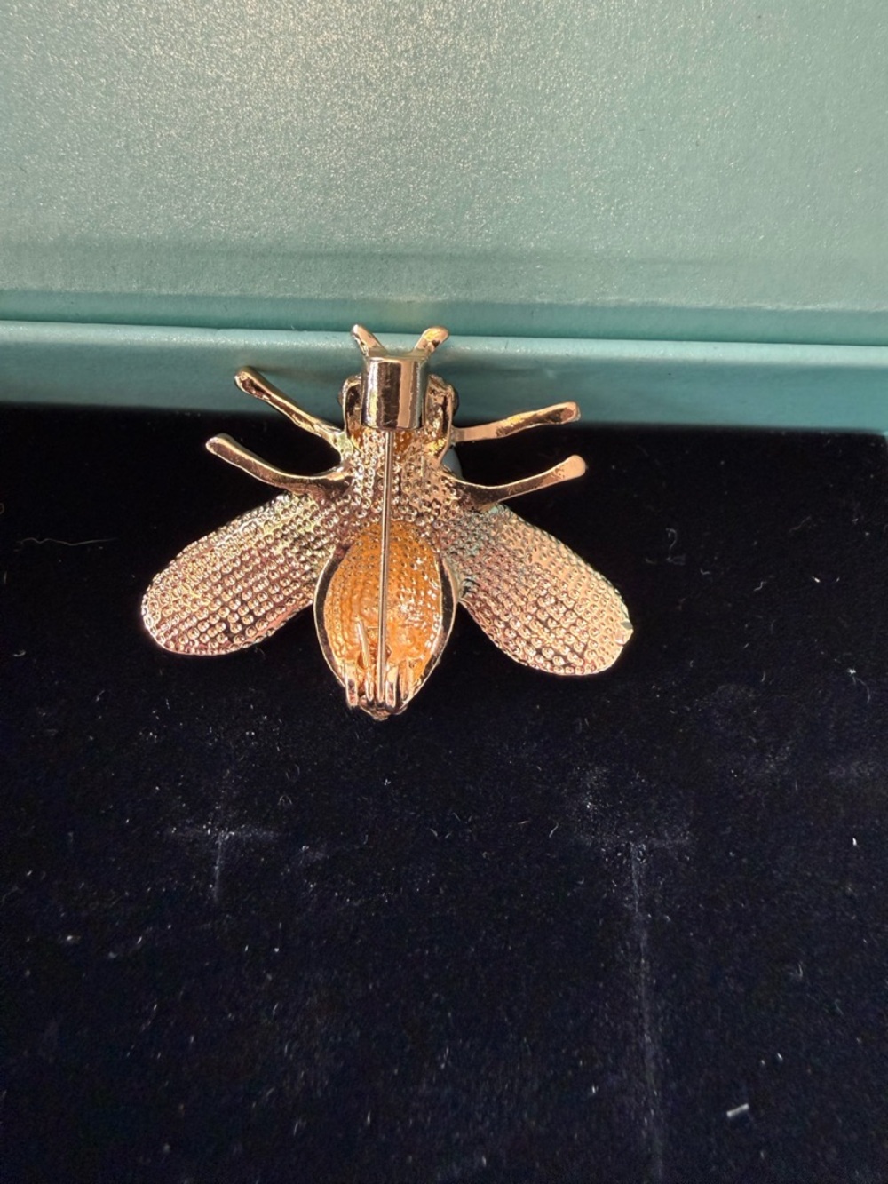 Gold Bee Brooch with Pearl and Black Crystal Accents - Women Jewelry - Picture 3 of 6